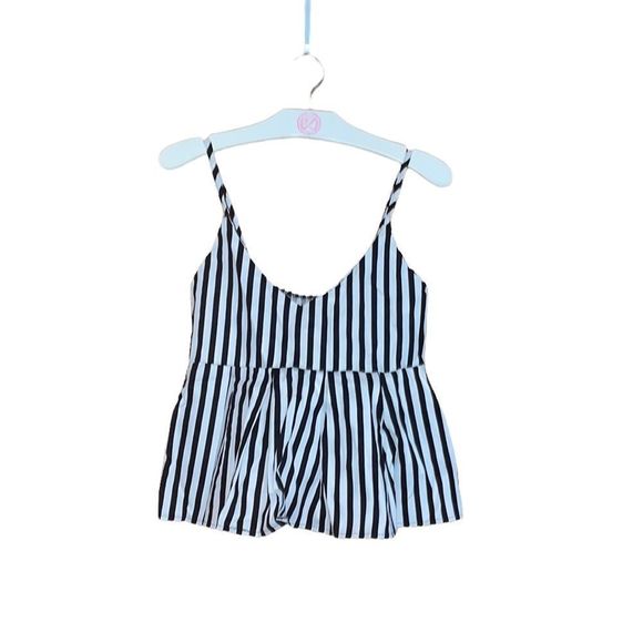 SHEIN Tops - •SHEIN• NWB peplum white/black striped top size small